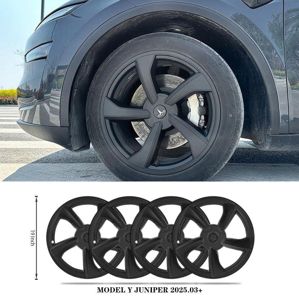 Wheel Covers for Model Y Juniper 19" Crossflow Wheels OEM-Style Black Wheel Caps 4PCS