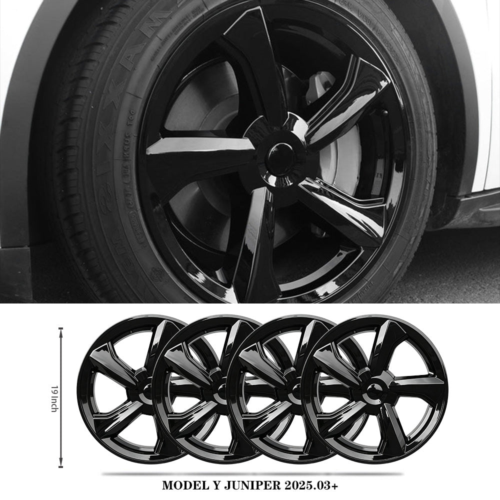 2025+ Tesla Model Y Juniper 19’’ Crossflow Wheel Cover Replacement | OEM-Style Black Rim Protectors