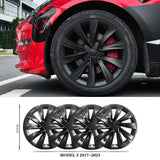 Nova-Style Wheel Covers for Tesla Model 3 (2017–2023.09) – 18” Aero Wheels – Matte Black & Silver – OEM-Fit Rim Protectors