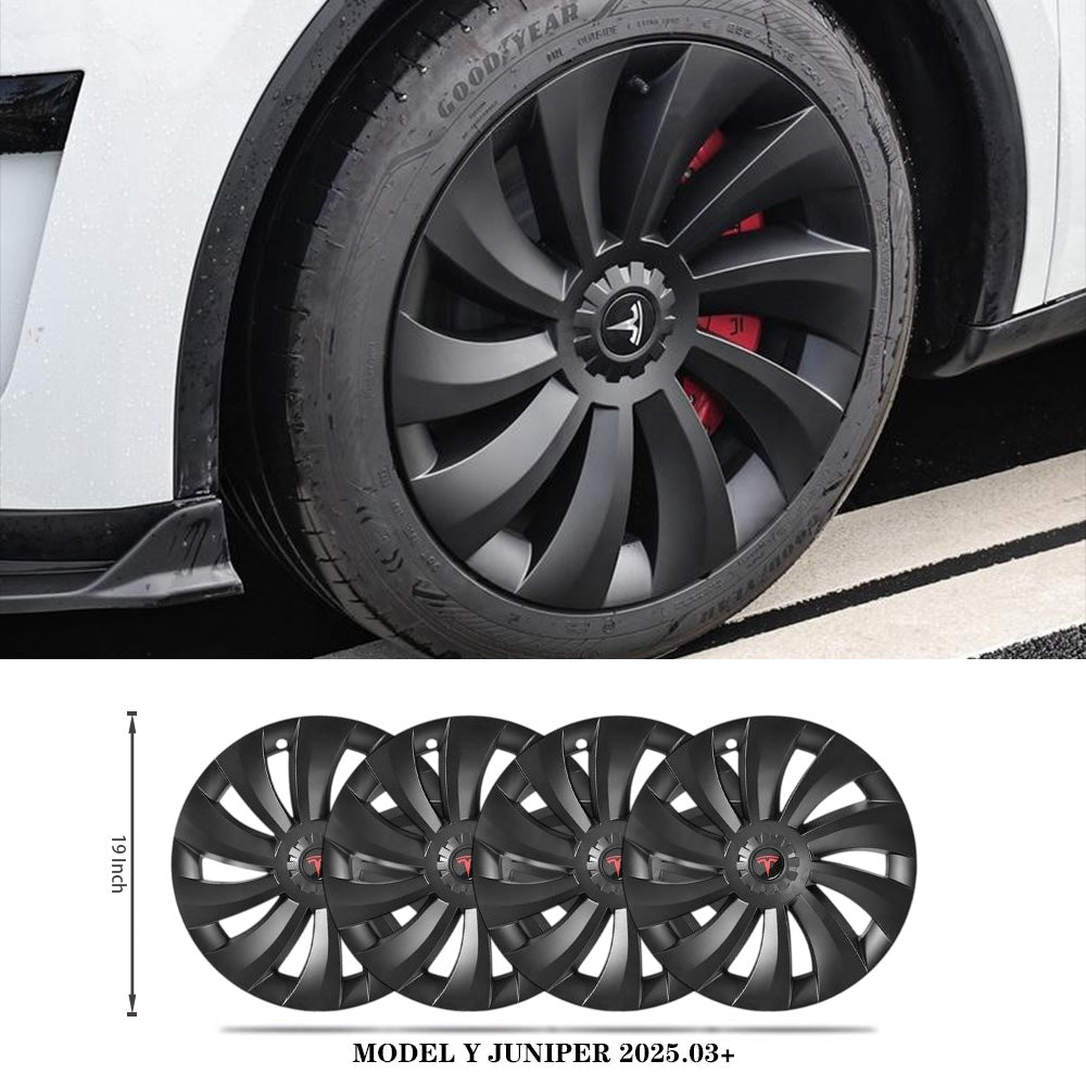 Wheel Covers for Tesla Model Y Juniper 19" Crossflow Wheels Überturbine Style Hubcaps Upgrade 2.0