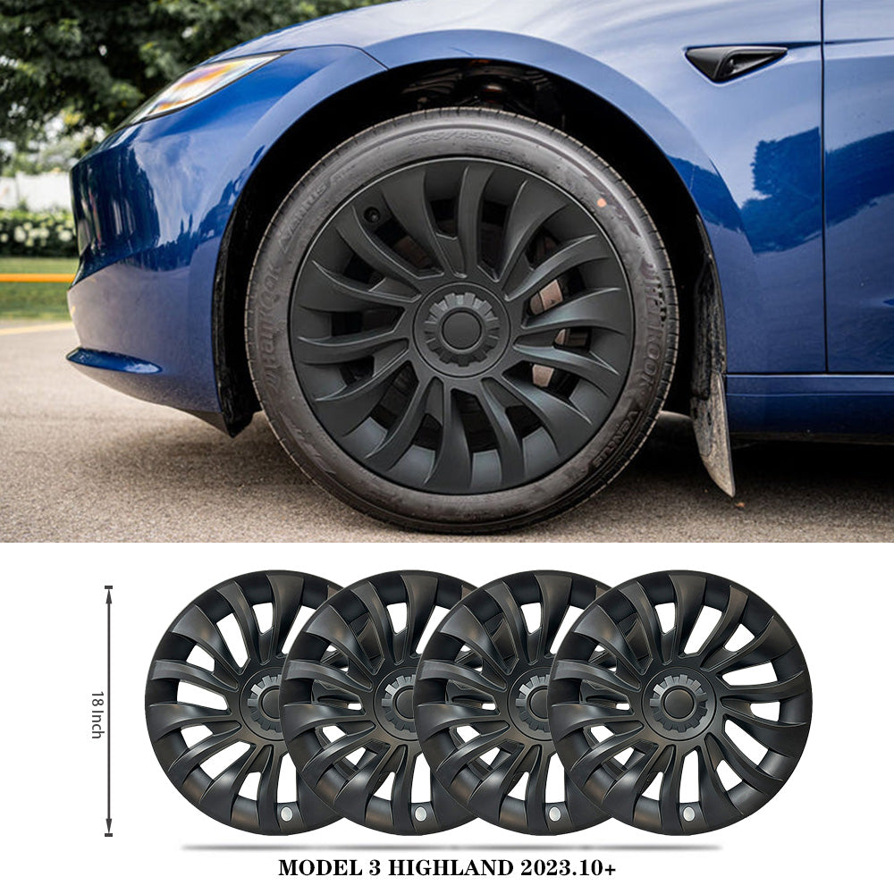 Uberturbine Aero Wheel Covers for Tesla 2023.10+ New Model 3 Highland 18’’ Photon Wheels