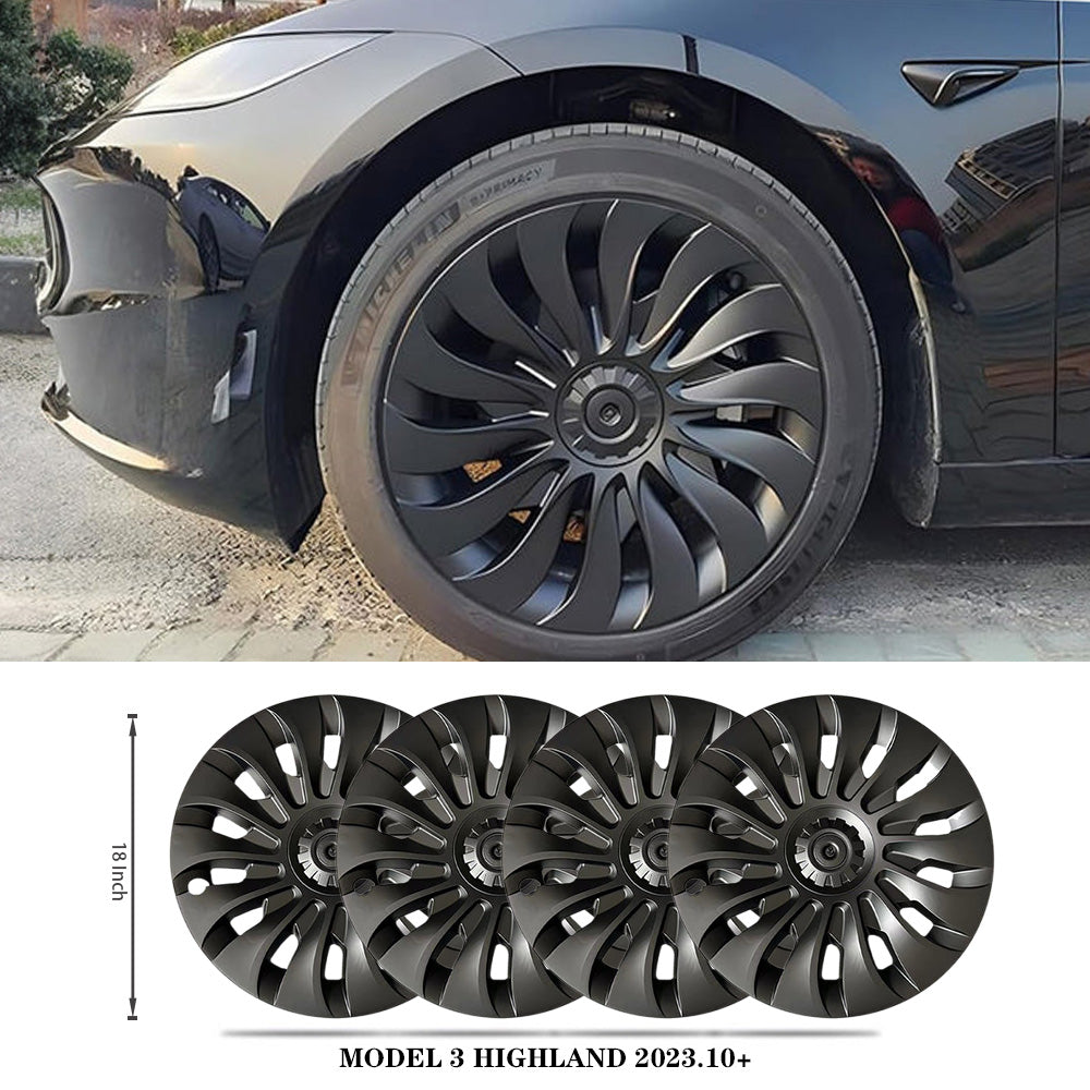 UberTurbine Style Wheel Covers for 2023.10+ Model 3 18-Inch Photon Wheels– Symmetrical & Protect in Style