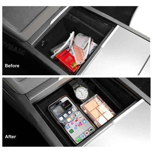 Model 3 Highland Storage Box Double Layer Center Console Organizer Tray Silicone Liner