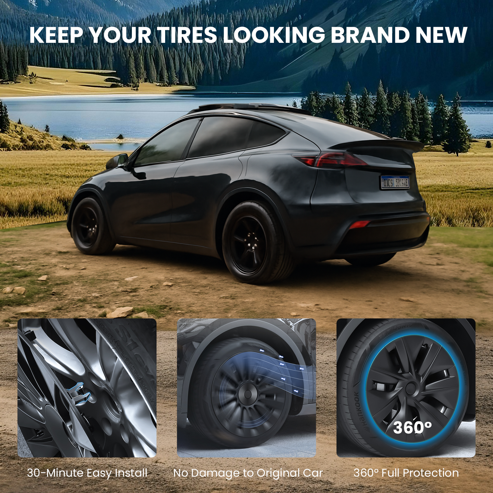 Hubcap X Style 19'' YB Knife Wheel Covers for Tesla Model Y Juniper