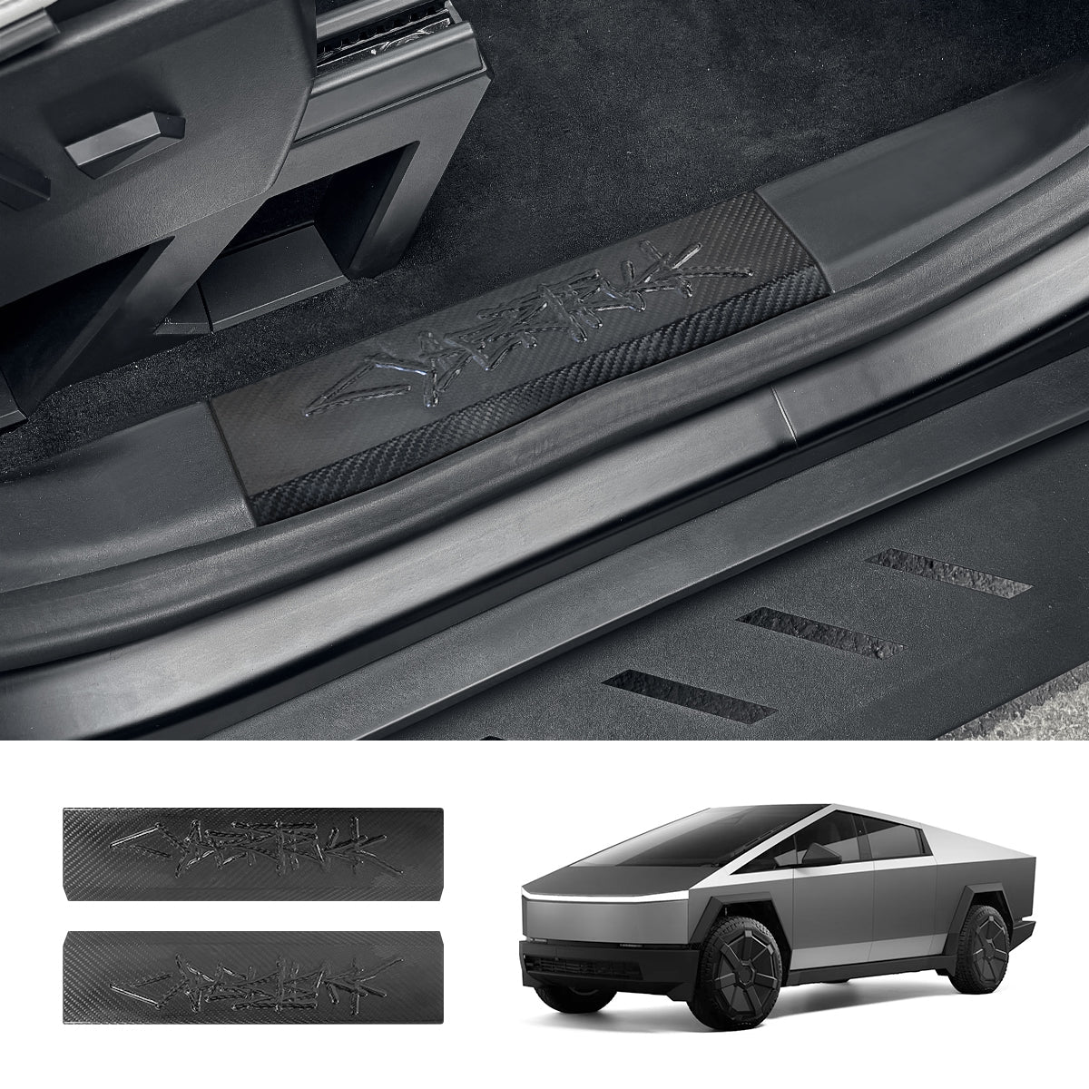 Tessgo Real Carbon Fiber Door Sill Covers for Tesla Cybertruck
