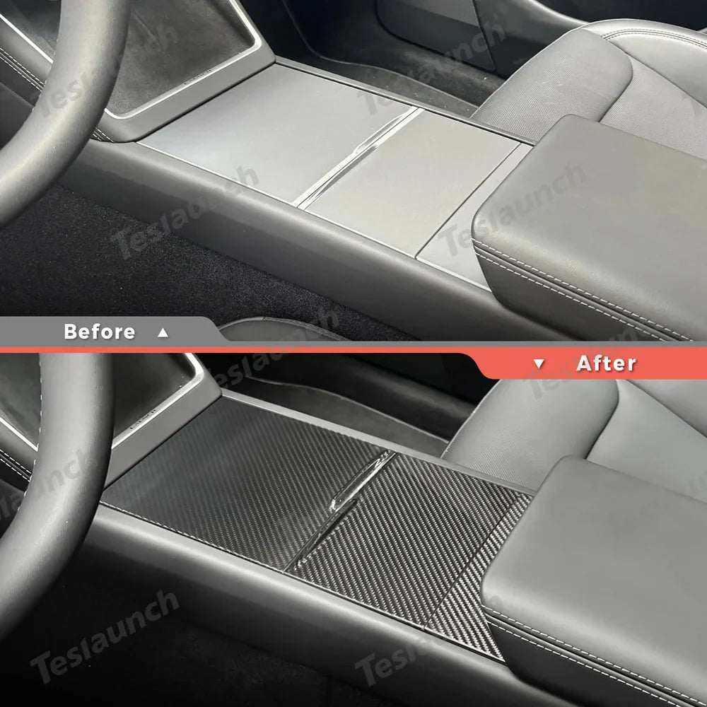 [Real Carbon Fiber] Center Console Panel Cover for Tesla Model YL 2026+