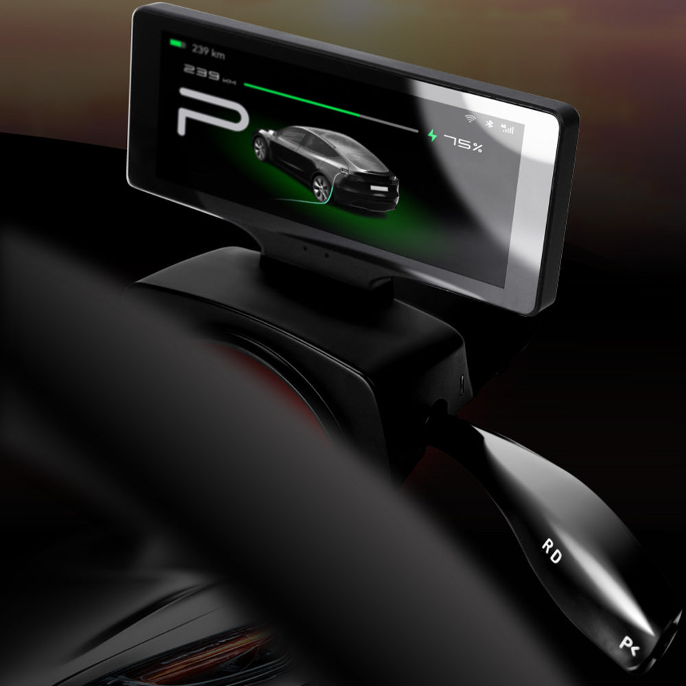 2 in 1 gear stalk dashboard display installed on Tesla