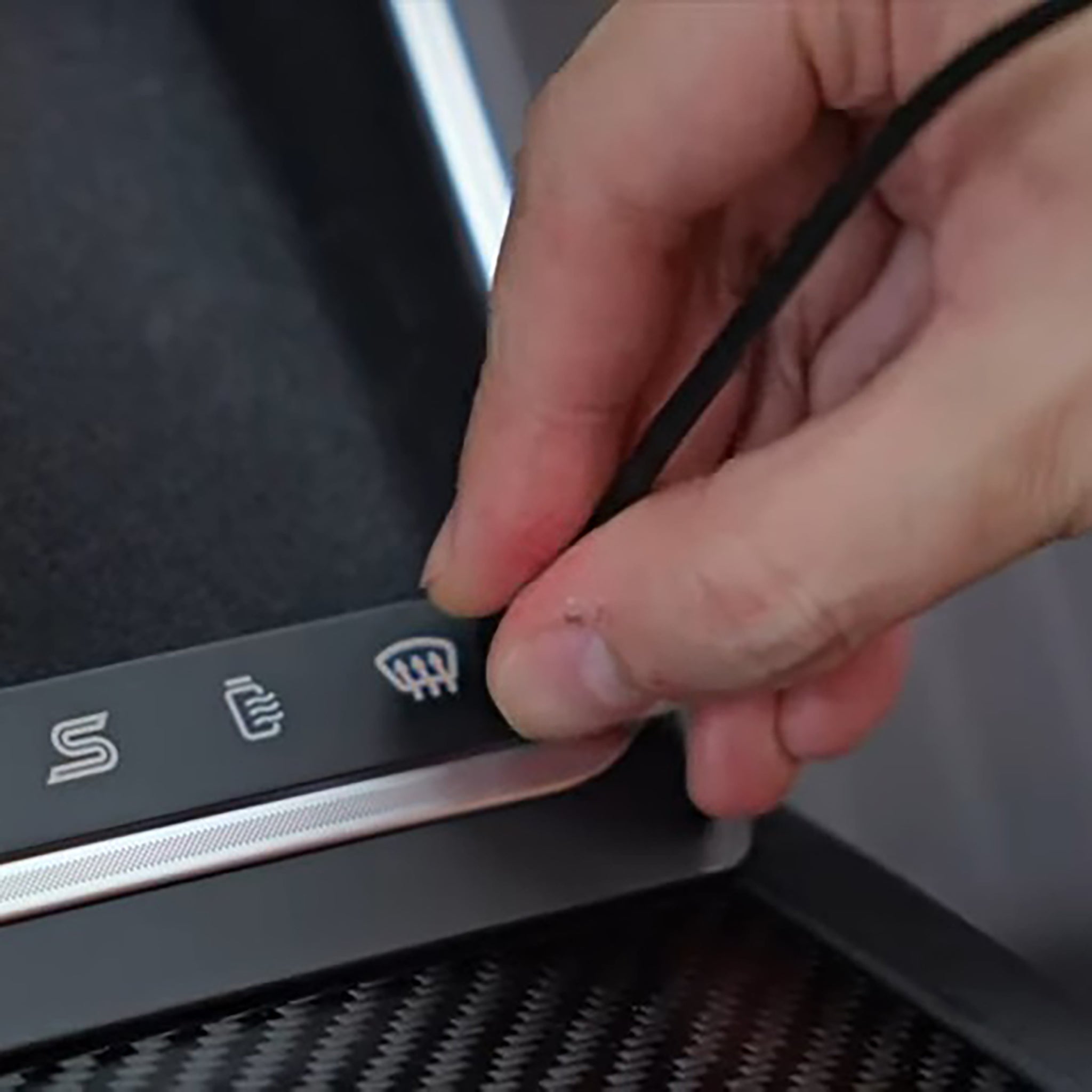 2024+ Tesla Model 3 Highland Center Console Gear Selector Upgrade with Ambient Lighting & Shortcut Buttons