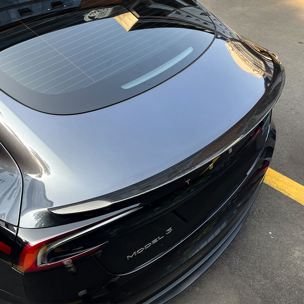 2024+ Tesla Model 3 Real Carbon Fiber Spoiler - Enhance Performance & Aerodynamics