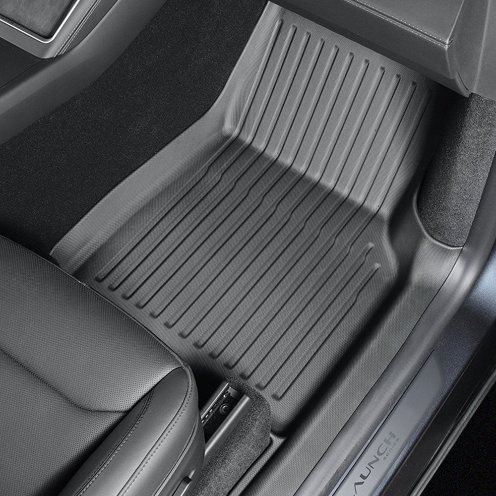 Passenger seat view of Tesla Model Y Juniper All-Weather & Full Coverage Protection Floor Mats