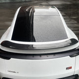 Back view of Model Y Juniper V-Style Carbon Fiber Rear Spoiler-glossy