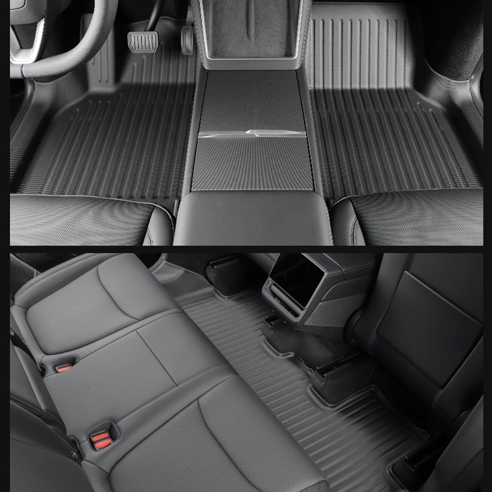All-Weather Floor Mats - Custom Fit Full Coverage Protection installed on Tesla Model Y Juniper