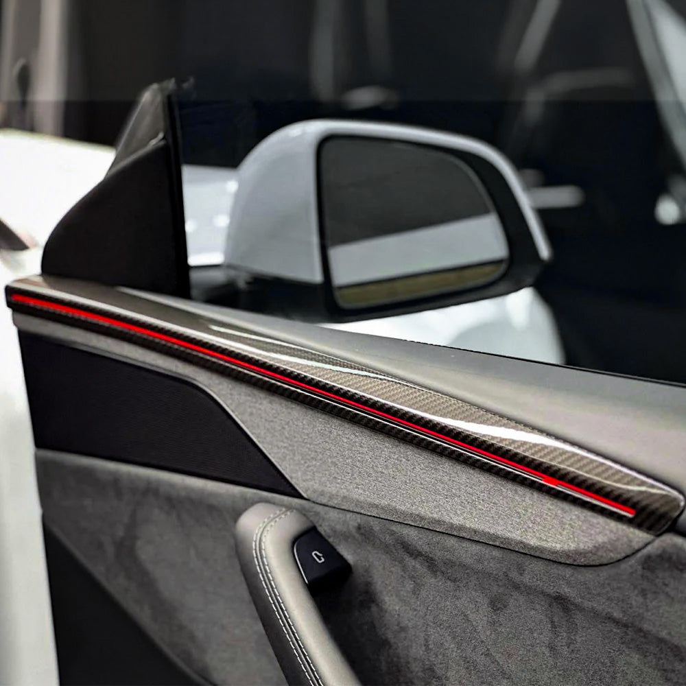 Model Y Juniper Carbon Fiber Door Trim Covers | Premium Interior Upgrade with Ambient Lighting Integration