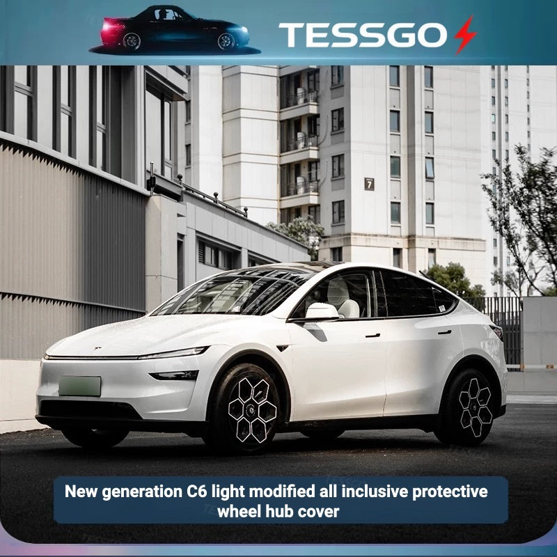 TESSGO 19" Hex Wedge Wheel Covers for Model Y & Juniper – Honeycomb Style