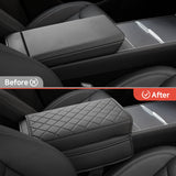 Leather Center Armrest Cover with Side Pockets for Tesla Model Y L 2026+