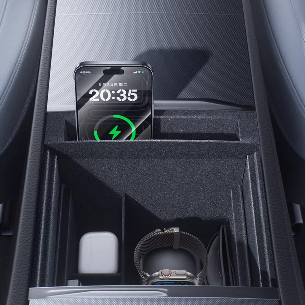 Upgraded Flocked Center Console Storage Tray for Tesla Model Y Juniper & Y L & Model 3 Highland