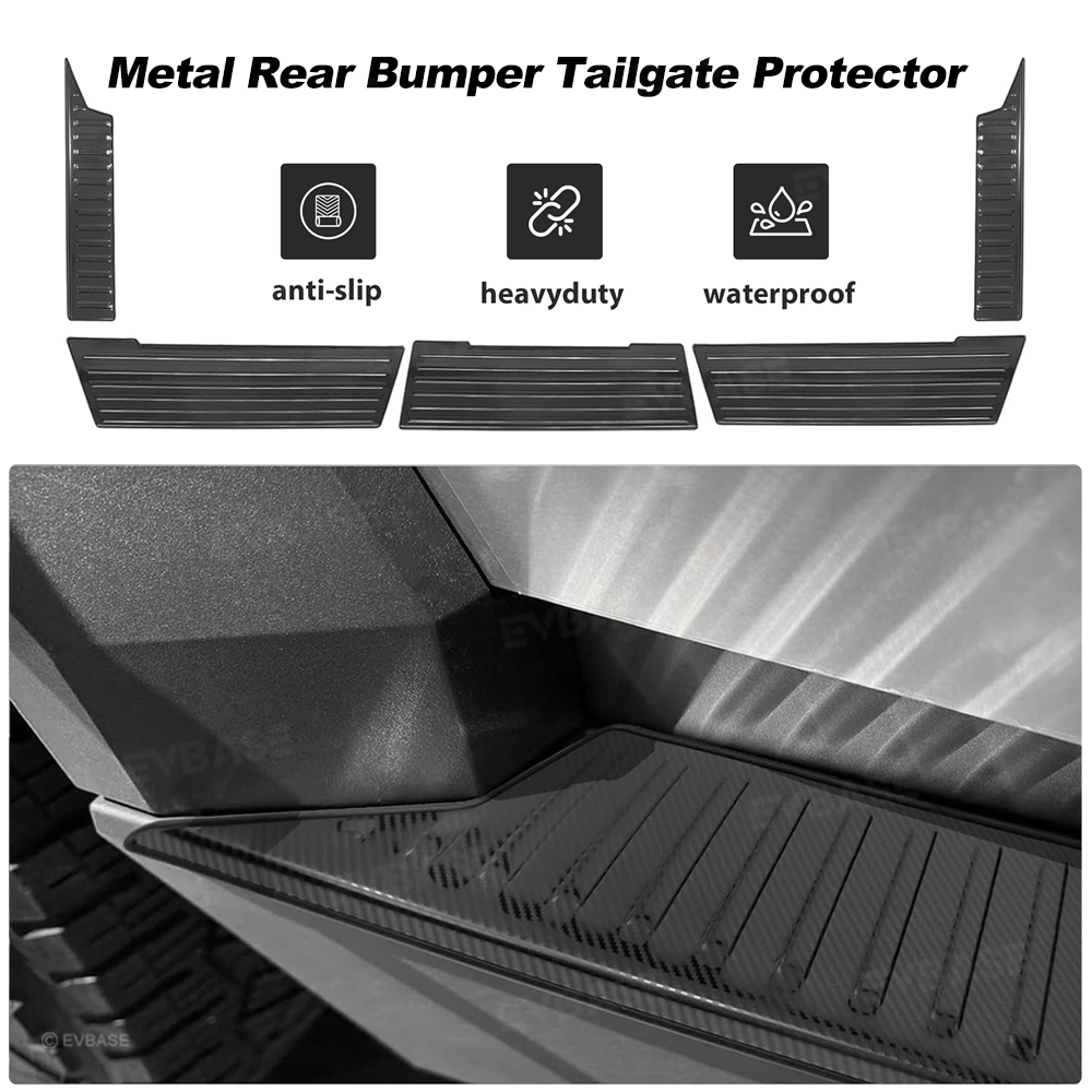 Tessgo Stainless Steel Rear Bumper & Tailgate Protector For Cybertruck, Anti-Scratch Guard Step Plates