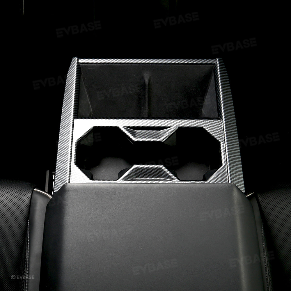Tessgo Cybertruck Center Console Cup Holder Panel Trim Cover, ABS Carbon Fiber Style Protector