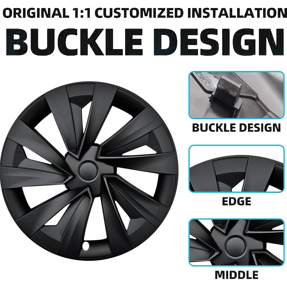 Style 19" YB Turbine Wheel Covers Tesla Black Hub Caps for Tesla Model Y Juniper X