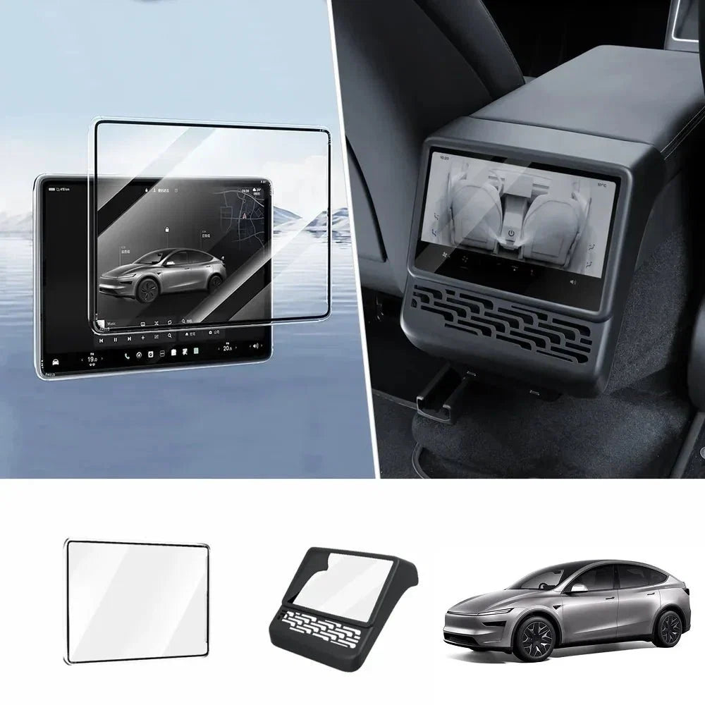 All-in-One Central Screen Tempered Glass & Frame Cover for Tesla Model YL 2026+