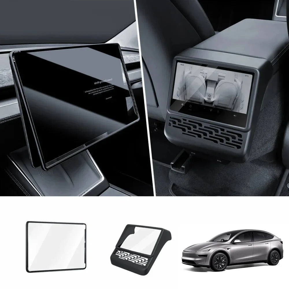All-in-One Central Screen Tempered Glass & Frame Cover for Tesla Model YL 2026+
