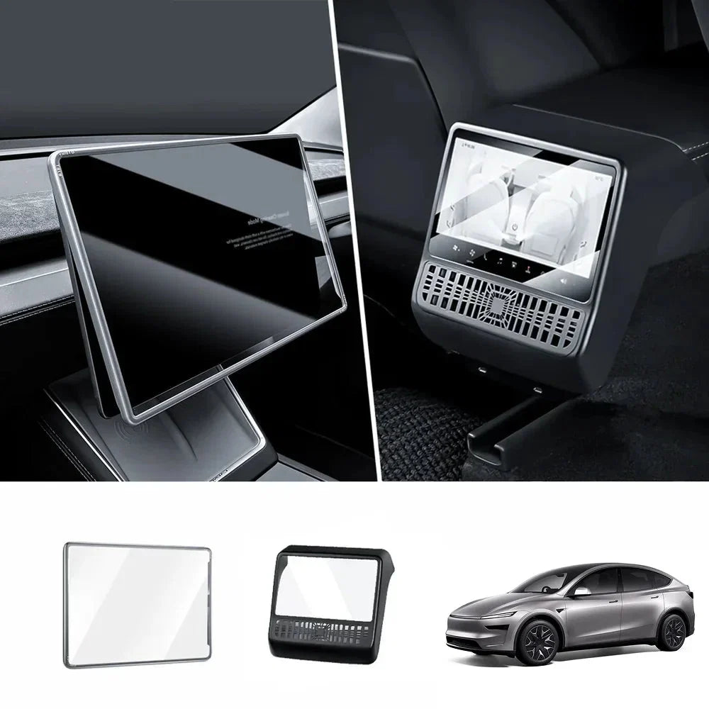 All-in-One Central Screen Tempered Glass & Frame Cover for Tesla Model YL 2026+