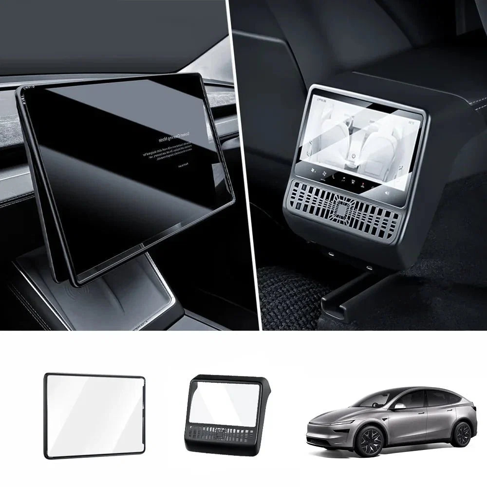 All-in-One Central Screen Tempered Glass & Frame Cover for Tesla Model YL 2026+