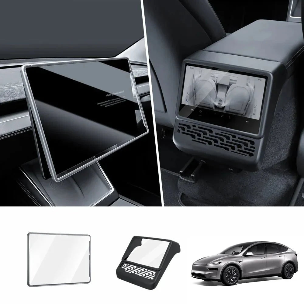 All-in-One Central Screen Tempered Glass & Frame Cover for Tesla Model YL 2026+