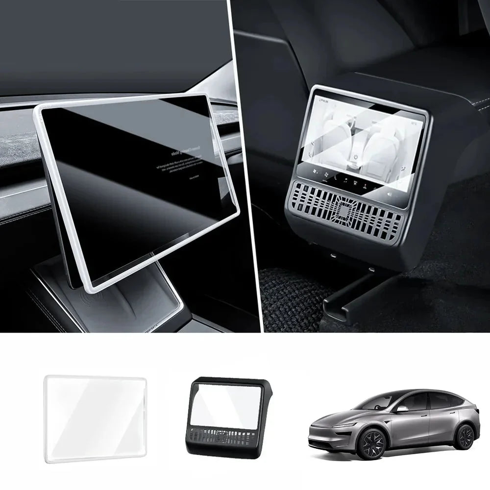 All-in-One Central Screen Tempered Glass & Frame Cover for Tesla Model YL 2026+