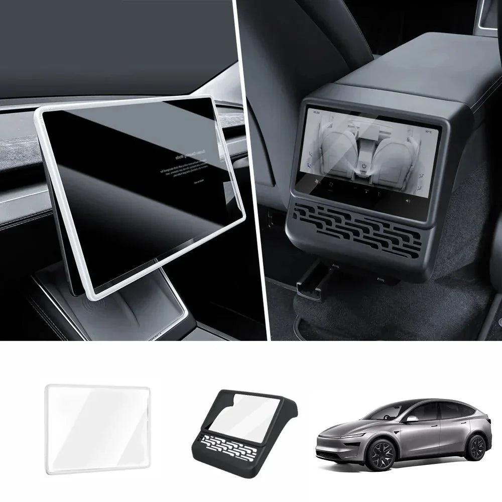 All-in-One Central Screen Tempered Glass & Frame Cover for Tesla Model YL 2026+