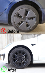 Teego Tesla Model 3 Arachnid Wheel Cover Before & After Installation