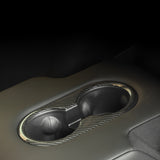 Carbon Fiber Back Seat Cup Holder Cover for Tesla Model 3 & Model Y – Sleek, High-Gloss Finish & Precision Fit