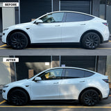 Before vs After installation: with Model Y Juniper Split ABS Side Skirts