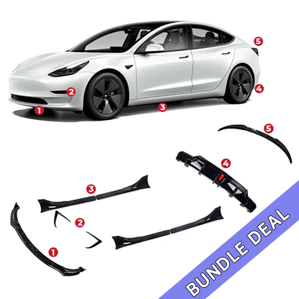 Bundle:Tesla Model 3 Body Kit(9 Pcs) (2017–2023) – ABS Sport Upgrade for Style & Performance