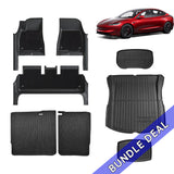 Bundle: 2024+Model 3 Highland Floor Mats Full Wrap & Liners Full Set 8 PCS (floor mat with carpets)