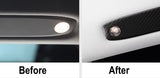 Before VS after installation: Tesla Model 3/Y with Real Carbon Fiber Reading Light Trim Cover