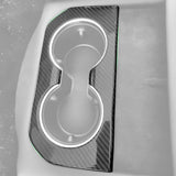 Carbon Fiber Cup Holder Trim for Tesla Model S 2021-2026 | Premium Interior Upgrade & OEM Protection