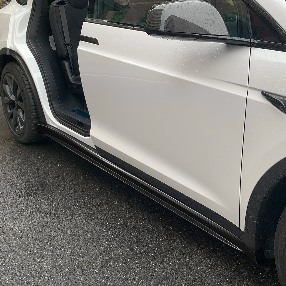 Carbon Fiber Side Skirts for Tesla Model X (2021+) – Aero Performance Upgrade | Matte/Gloss Finish | Lightweight & Durable Design