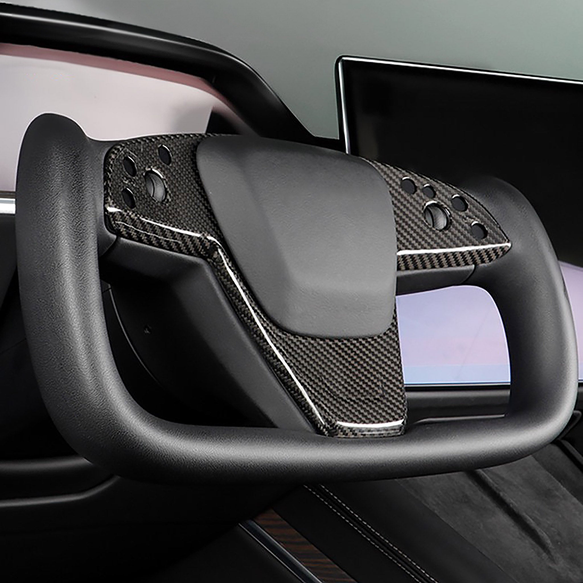 Carbon Fiber Steering Wheel Cover for 2021 - 2026 Tesla Model S/X Yoke – Sleek Protection & Stylish Upgrade
