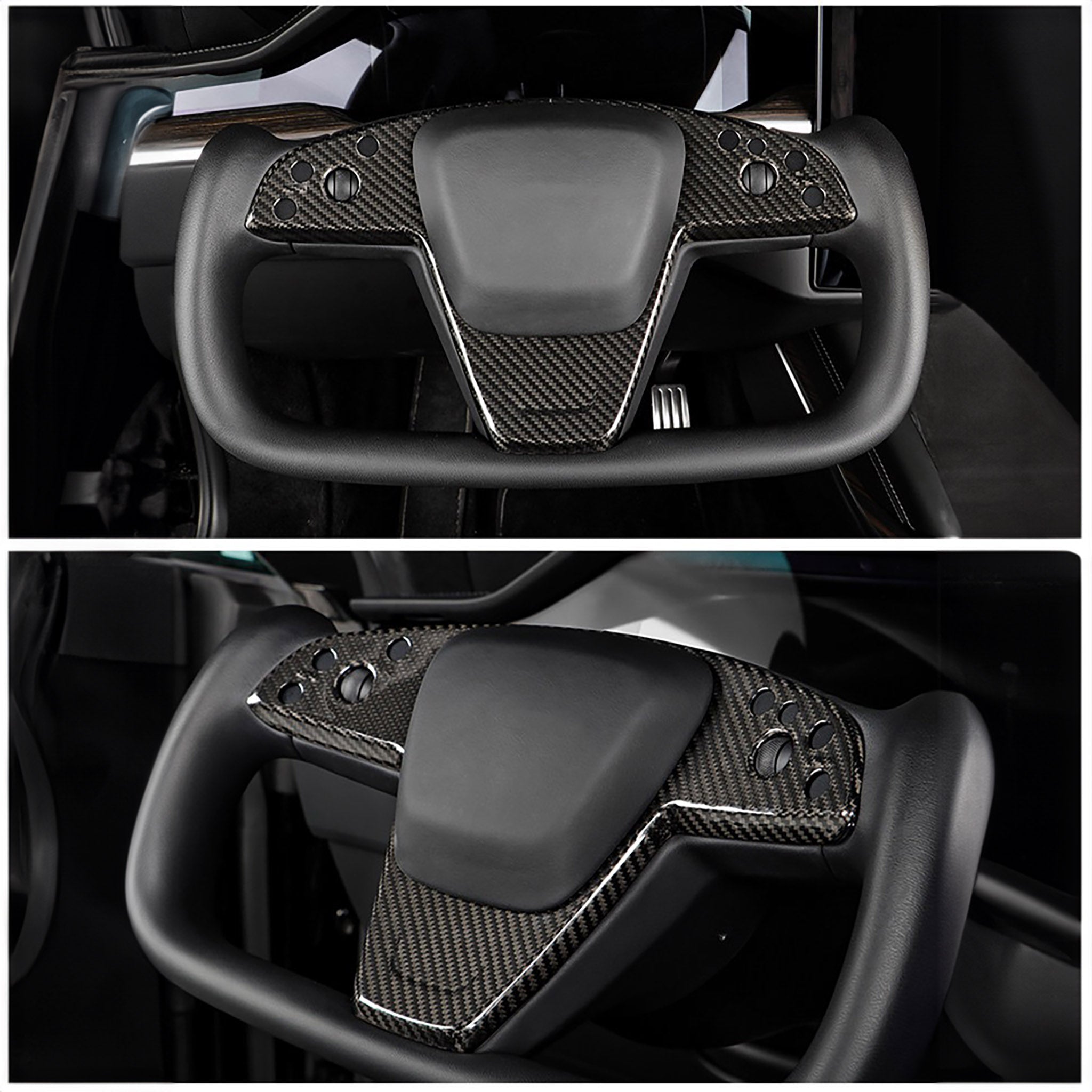 Carbon Fiber Steering Wheel Cover for 2021 - 2026 Tesla Model S/X Yoke – Sleek Protection & Stylish Upgrade