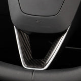 Real Carbon Fiber Steering Wheel Trim For Tesla New Model 3 Highland 2024+ & 2026 Model Y Juniper