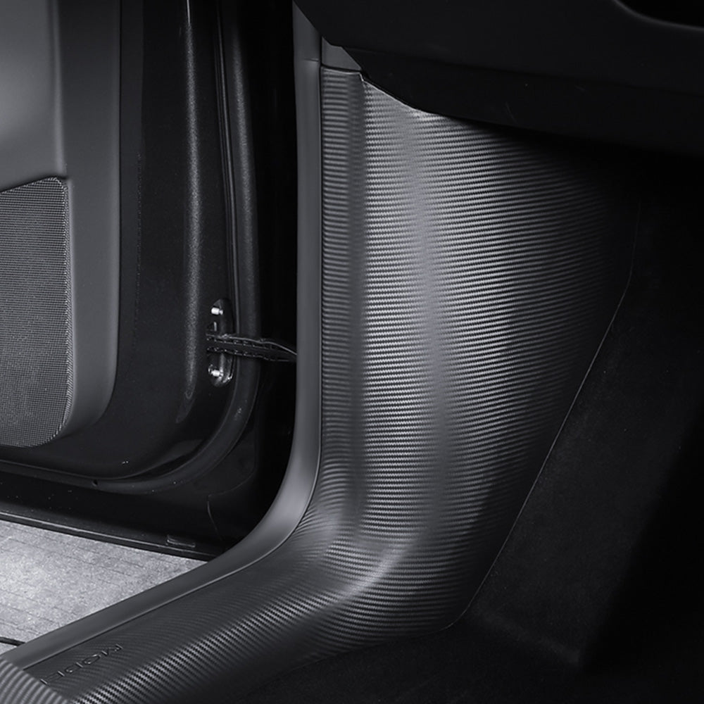 Carbon Fiber Style Door Sill Protectors for Tesla Model Y L