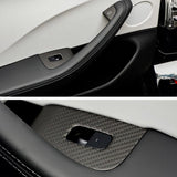 Close-up view of the carbon fiber texture on Window Switch Covers for Model 3 Highland 2024+