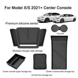 Custom Silicone Center Console Storage Trays for Refreshed Tesla Model X 2021+ – Dust-Resistant, Non-Slip Interior Organizer