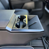 Cybertruck Center Console Carbon Fiber Cup Holder Trim Cover (ABS Plastic)