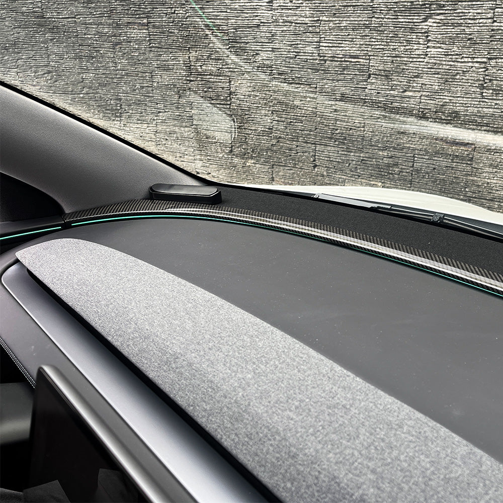Dry Carbon Fiber Upper Dashboard Split Overlay for Model Y Juniper
