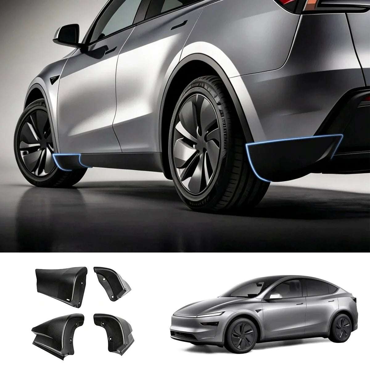 Front & Rear Mud Flap Corner Guards for Tesla Model Y 2020+ / Model Y L 2026+