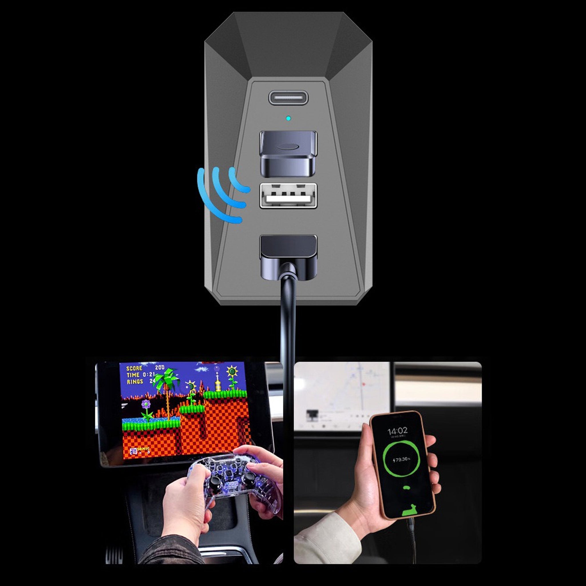 Tesla Glove Box USB Hub – Multi-Port High-Speed Data Transfer for Model 3/Y (Dashcam & Sentry Mode Compatible)