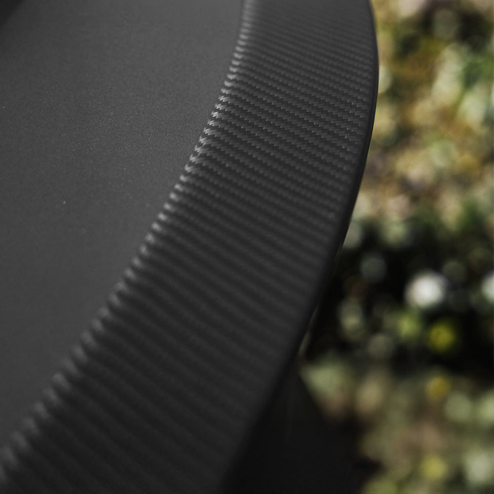 close up of High-Performance Carbon Fiber Spoiler installed on Tesla Model 3/Y