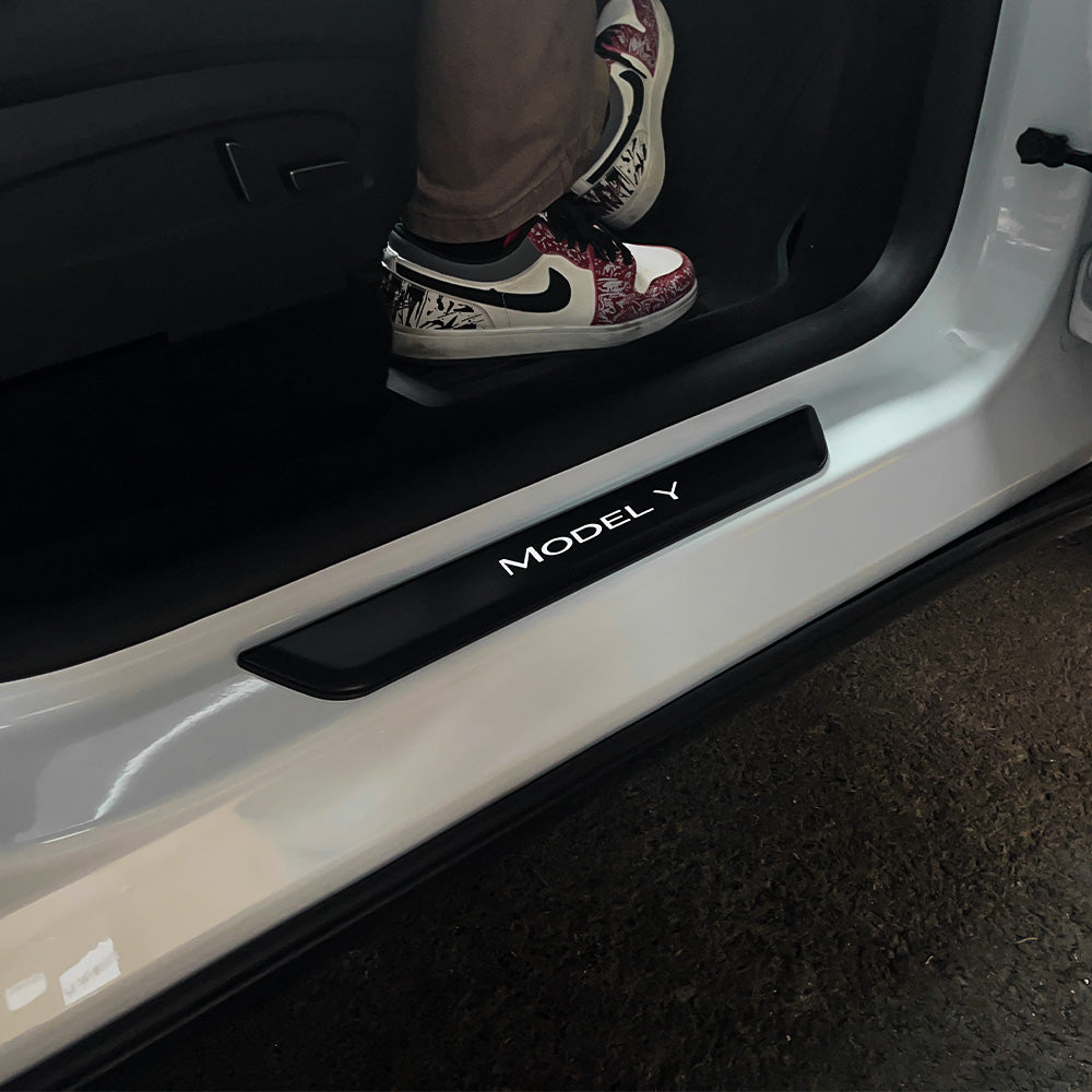LED illuminated Welcome Pedal Door Sill Protector for Tesla Model Y Juniper